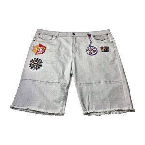 Born Fly Men's Shorts Size 40 Denim Light Blue Embroidery Bermuda TV Show (43)